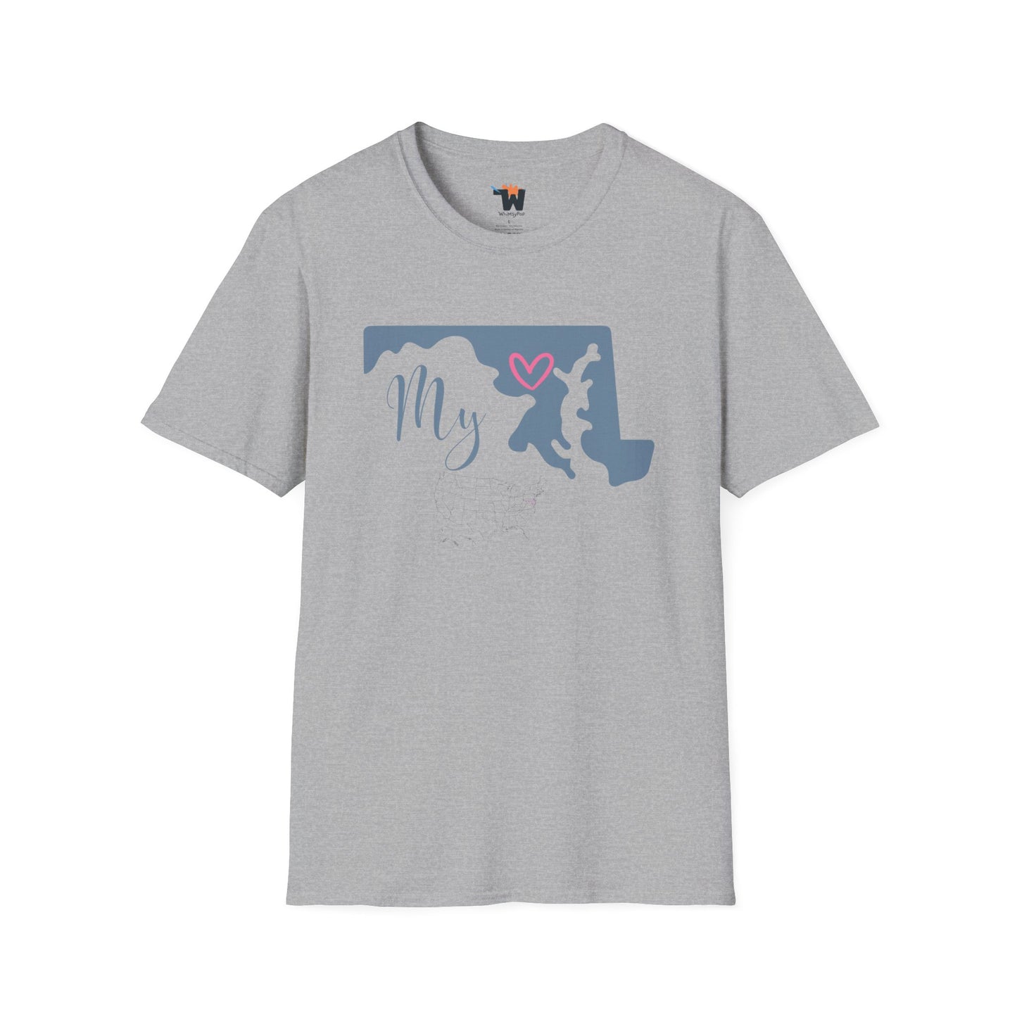 Unisex Softstyle T-Shirt - My USA - Deleware, Illinois, Iowa, Kansas, Kentucky, Louisiana, Maine, Maryland, Massachusetts, Michigan, Mississippi