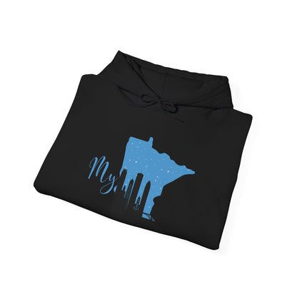 Unisex Heavy Blend™ Hooded Sweatshirt - My MN Minneapolis Skyline - Customizable Logo