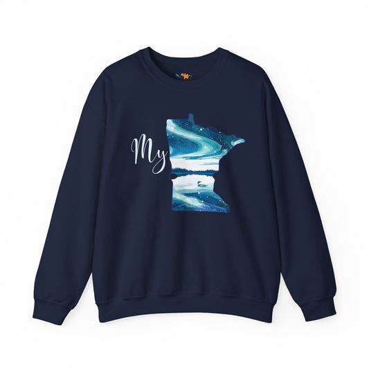 Unisex Heavy Blend™ Crewneck Sweatshirt - My MN Northern Lights - Customizable Logo